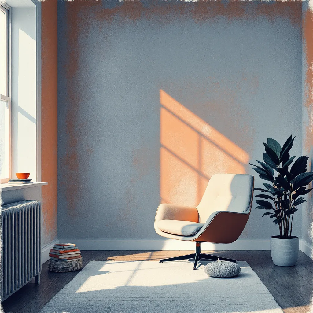 A modern interior being styled and lit for a photo shoot